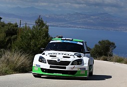 ŠKODA with a chance of a podium finish at the half way mark in the Acropolis Rally